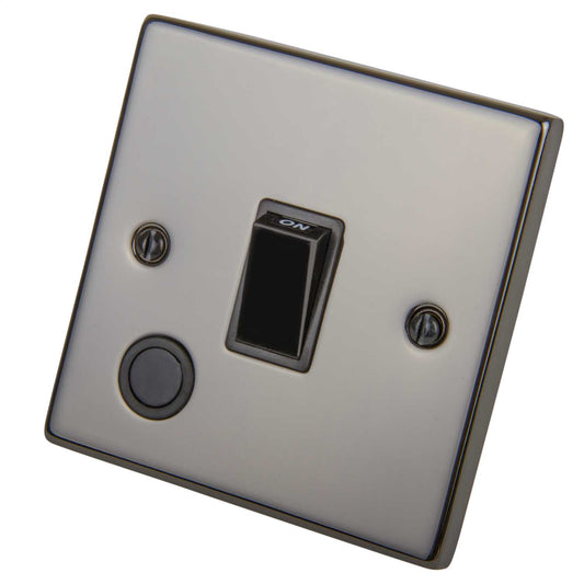Scolmore Click Deco 20A DP Switch with Flex Outlet Black Insert Black Nickel