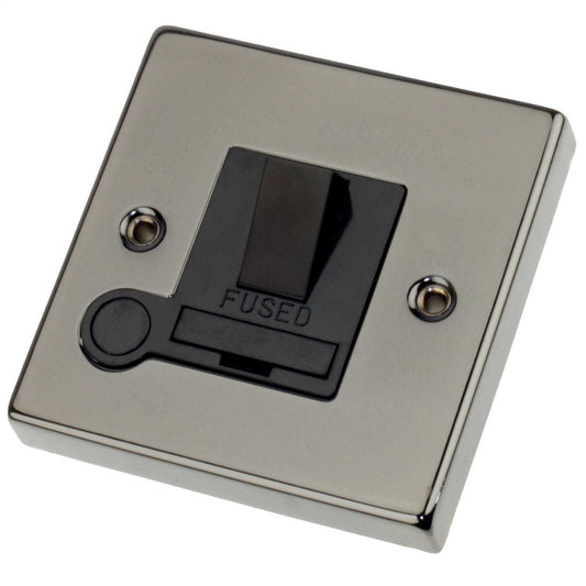 Scolmore Click Deco 13A Switched Fused Spur with Flex Outlet Black Insert Black Nickel