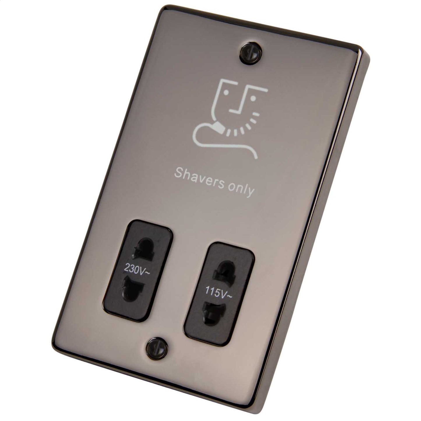 Scolmore Click Deco Dual Voltage Shaver Socket Black Insert Black Nickel