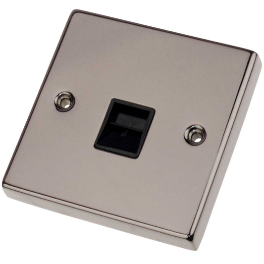 Scolmore Click Deco 1 Gang Secondary Telephone Socket Black Insert Black Nickel