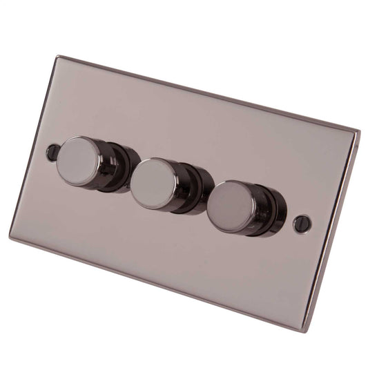 Scolmore Click Deco 400W 3 Gang 2 Way Dimmer Switch Black Nickel