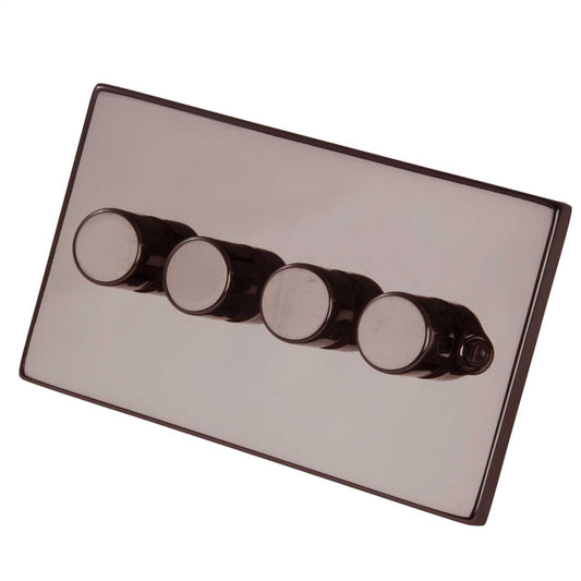 Scolmore Click Deco 400W 4 Gang 2 Way Dimmer Switch Black Nickel