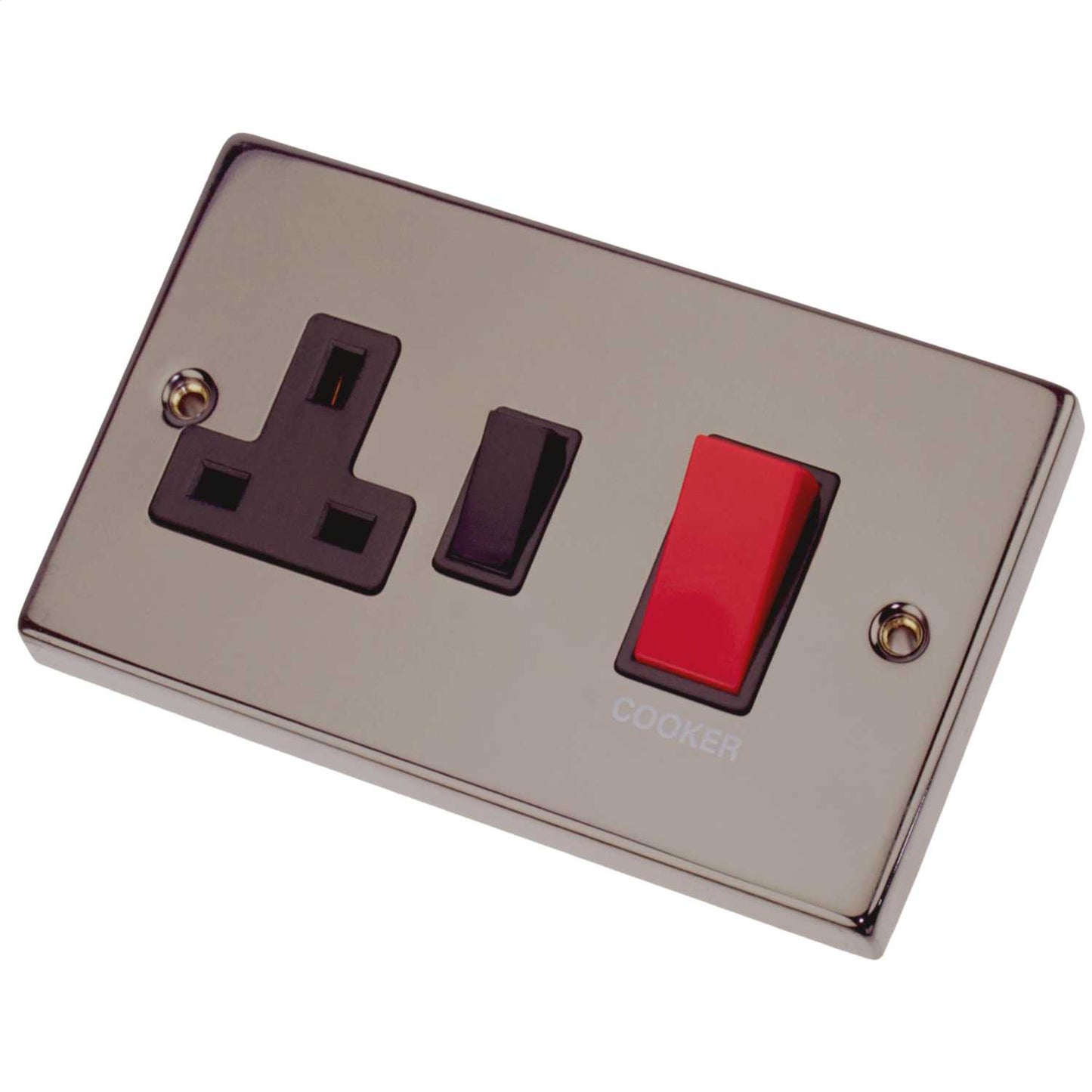 Scolmore Click Deco 45A DP Cooker Control Unit Black Insert Black Nickel