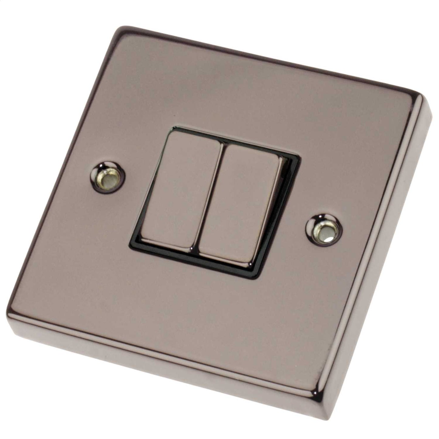Scolmore Click Deco 10A 2 Gang 2 Way Switch Metal / Black Insert Black Nickel
