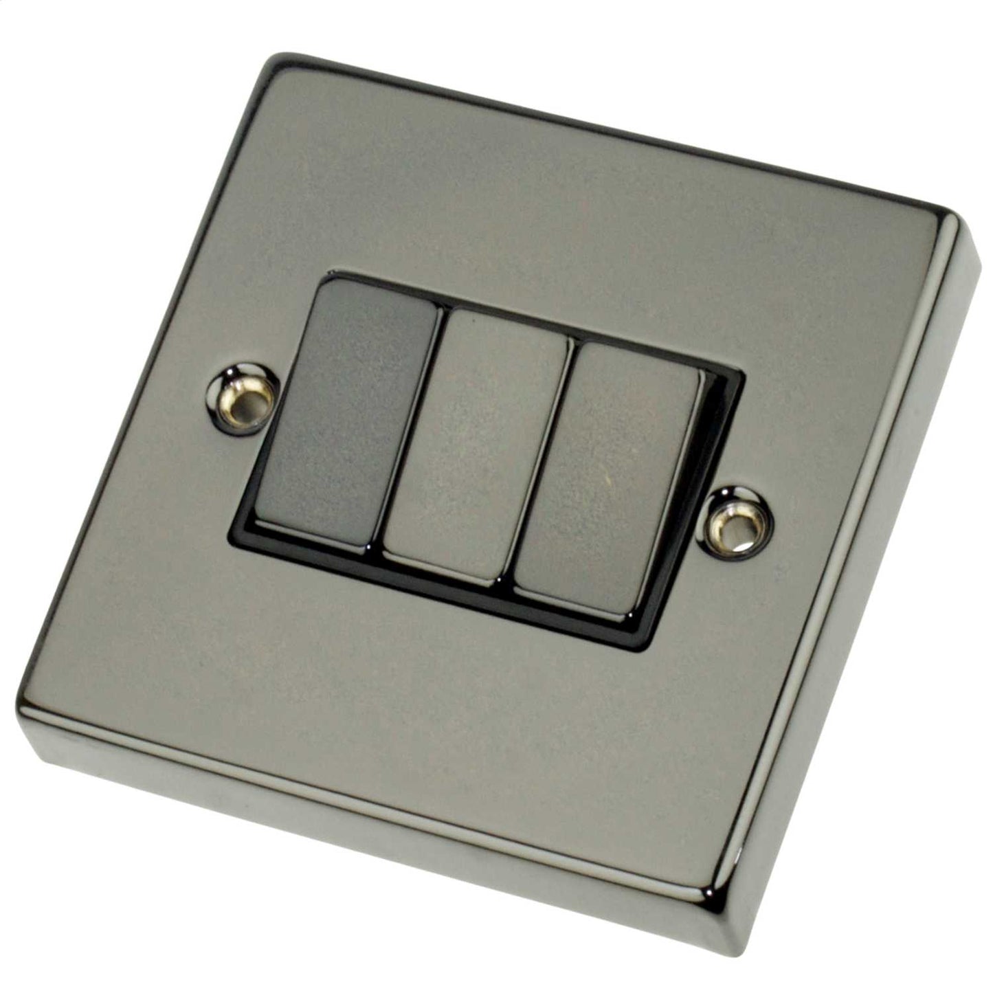 Scolmore Click Deco 10A 3 Gang 2 Way Switch Metal / Black Insert Black Nickel