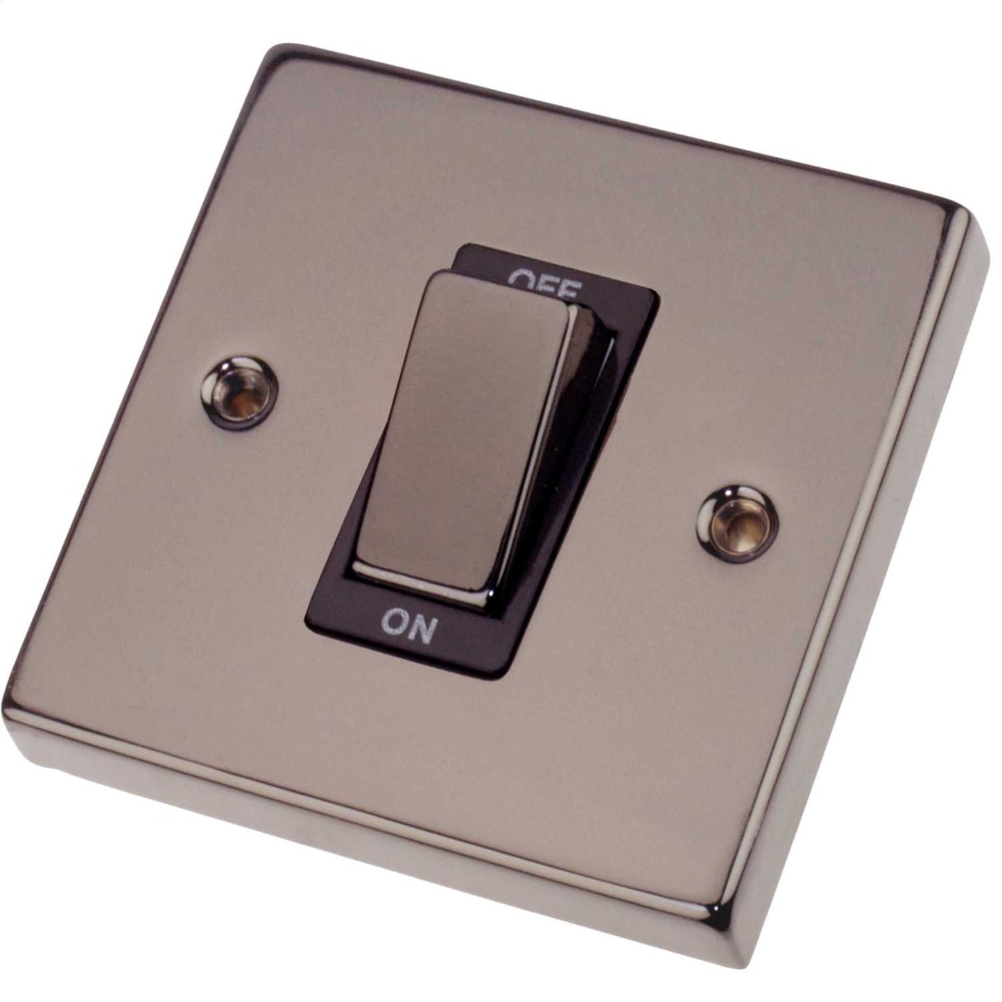 Scolmore Click Deco 45A DP 1 Gang Switch Metal / Black Insert Black Nickel