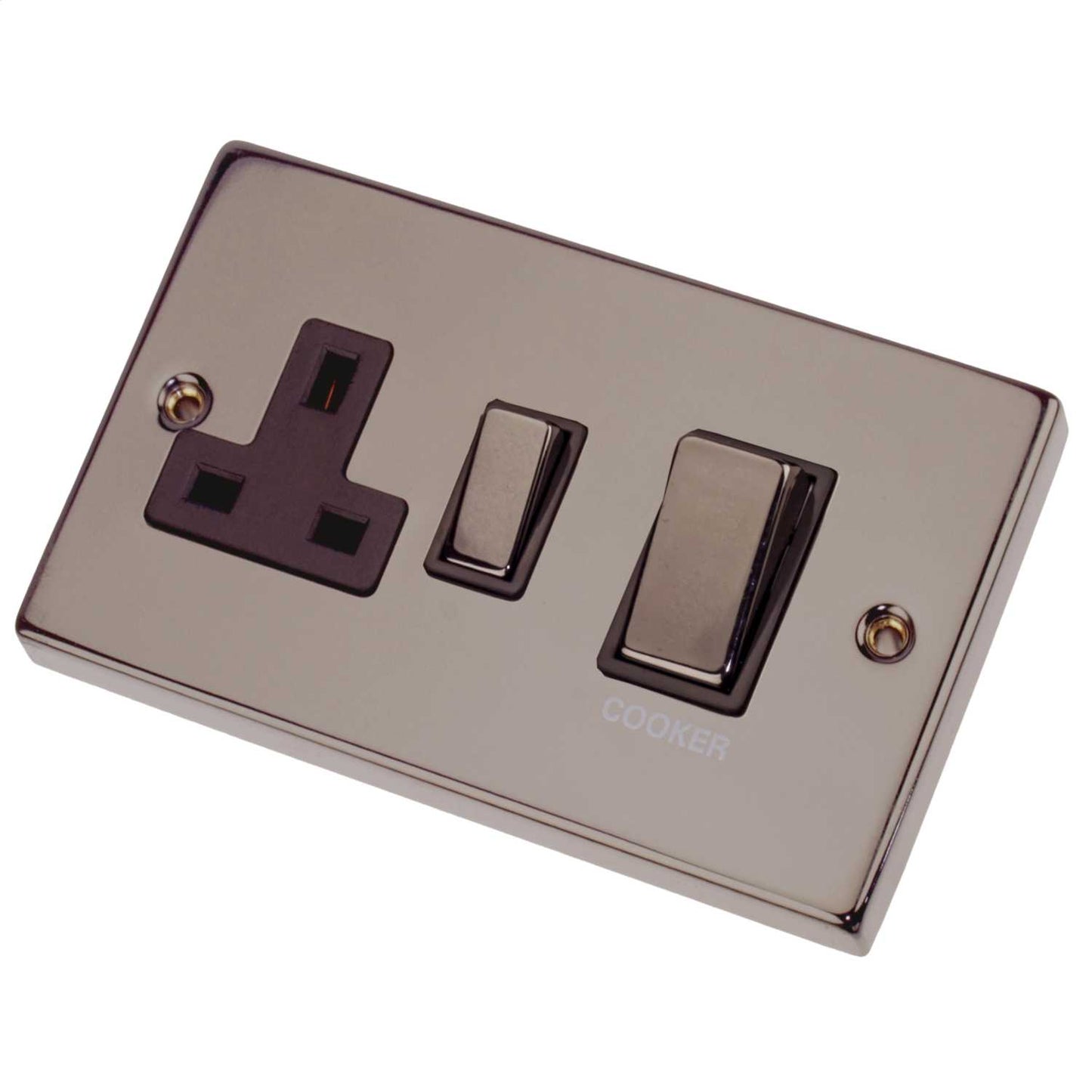 Scolmore Click Deco 45A DP Cooker Control Unit Metal / Black Insert Black Nickel