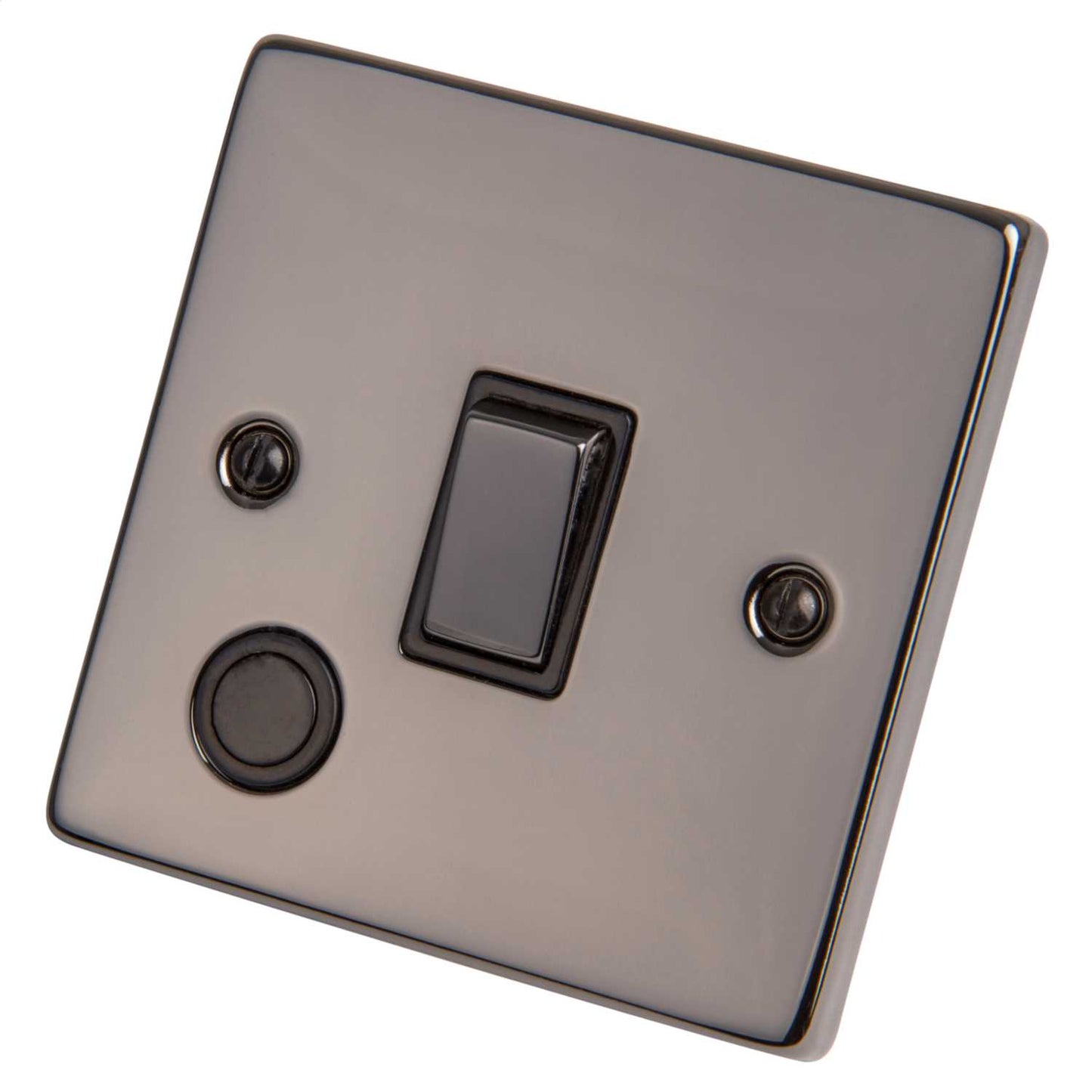Scolmore Click Deco 20A DP Switch with Flex Outlet Metal / Black Insert Black Nickel