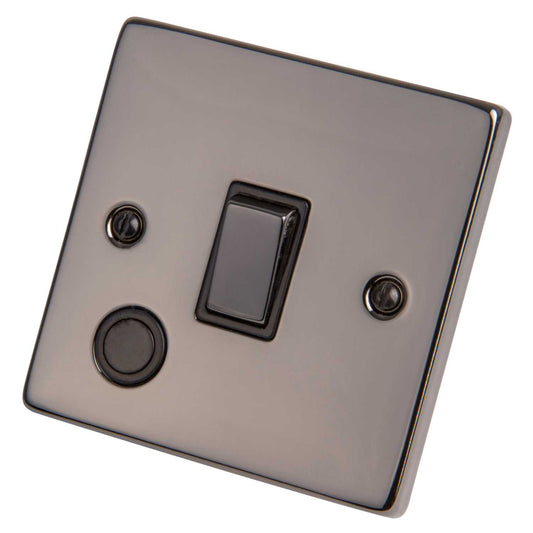 Scolmore Click Deco 20A DP Switch with Flex Outlet Metal / Black Insert Black Nickel