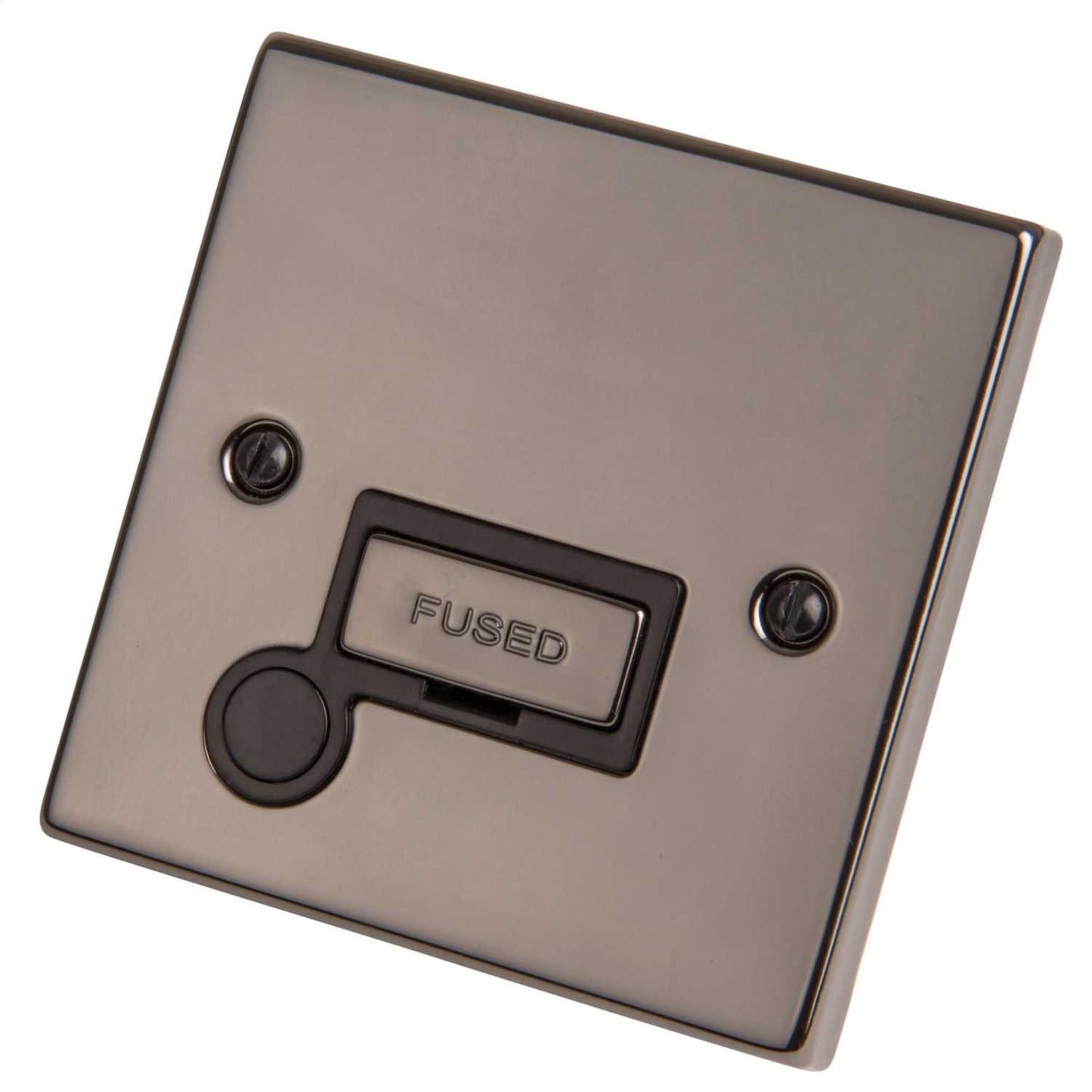 Scolmore Click Deco 13A Unswitched Fused Spur Metal / Black Insert Black Nickel