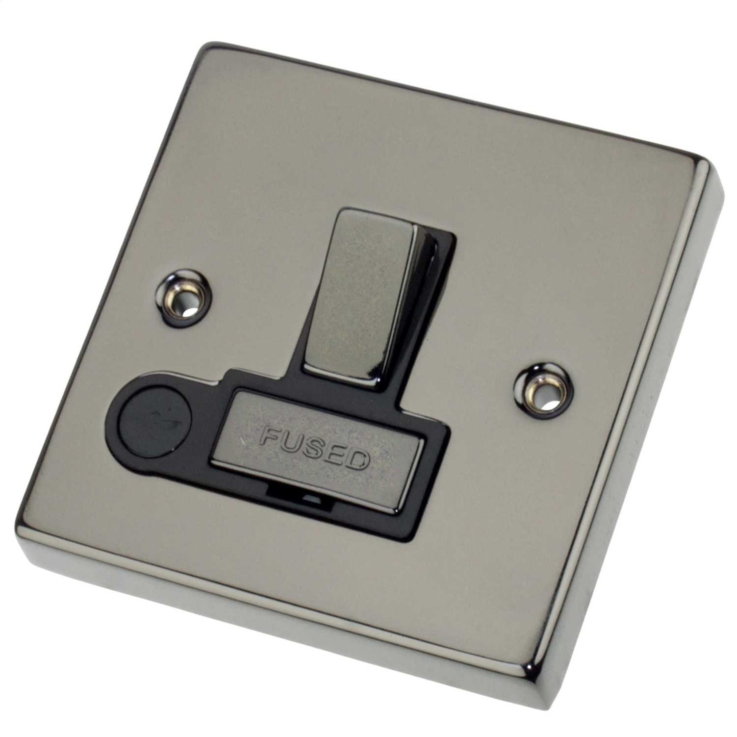 Scolmore Click Deco 13A Switched Fused Spur Metal / Black Insert Black Nickel