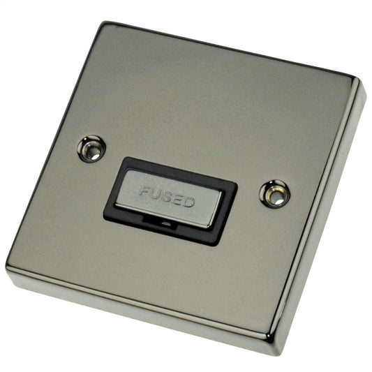 Scolmore Click Deco 13A Unswitched Fused Spur Metal / Black Insert Black Nickel