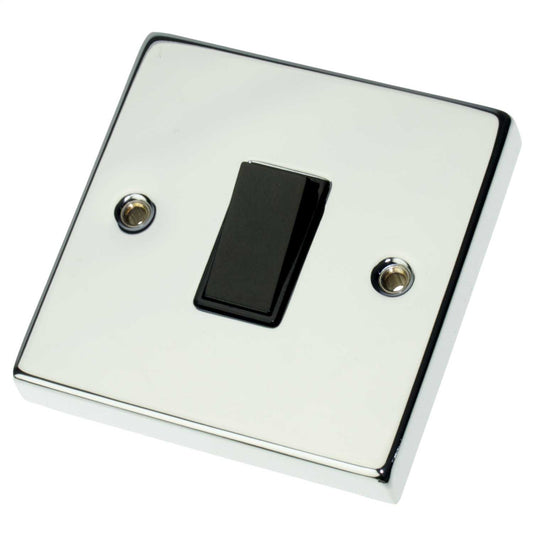 Scolmore Click Deco 10A 1 Gang 2 Way Switch Black Insert Polished Chrome