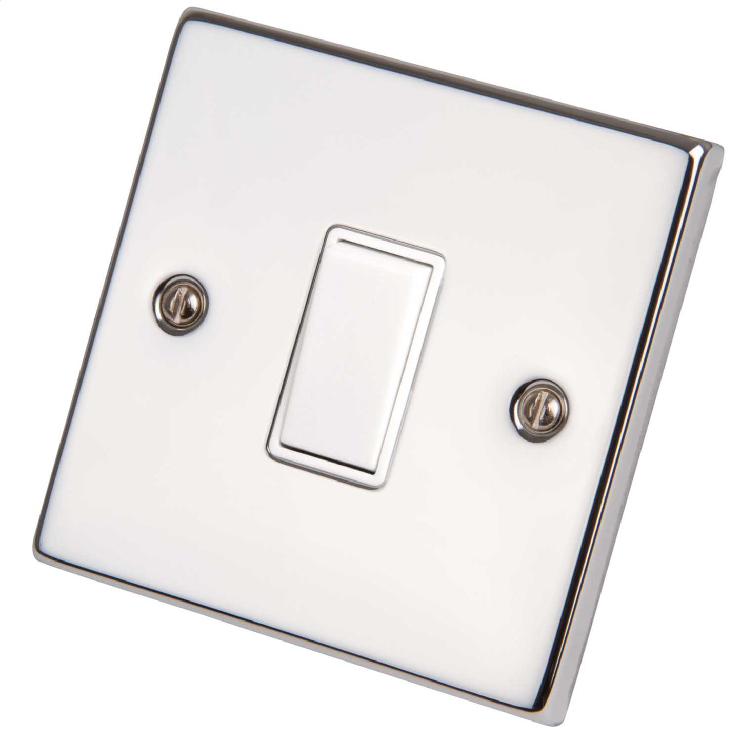 Scolmore Click Deco 10A 1 Gang 2 Way Switch White Insert Polished Chrome