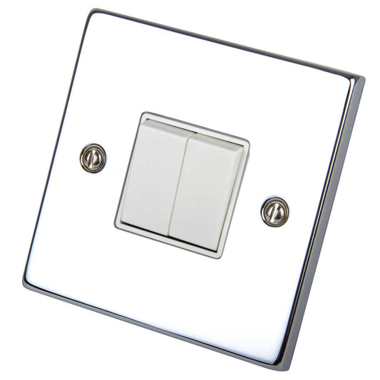 Scolmore Click Deco 10A 2 Gang 2 Way Switch White Insert Polished Chrome