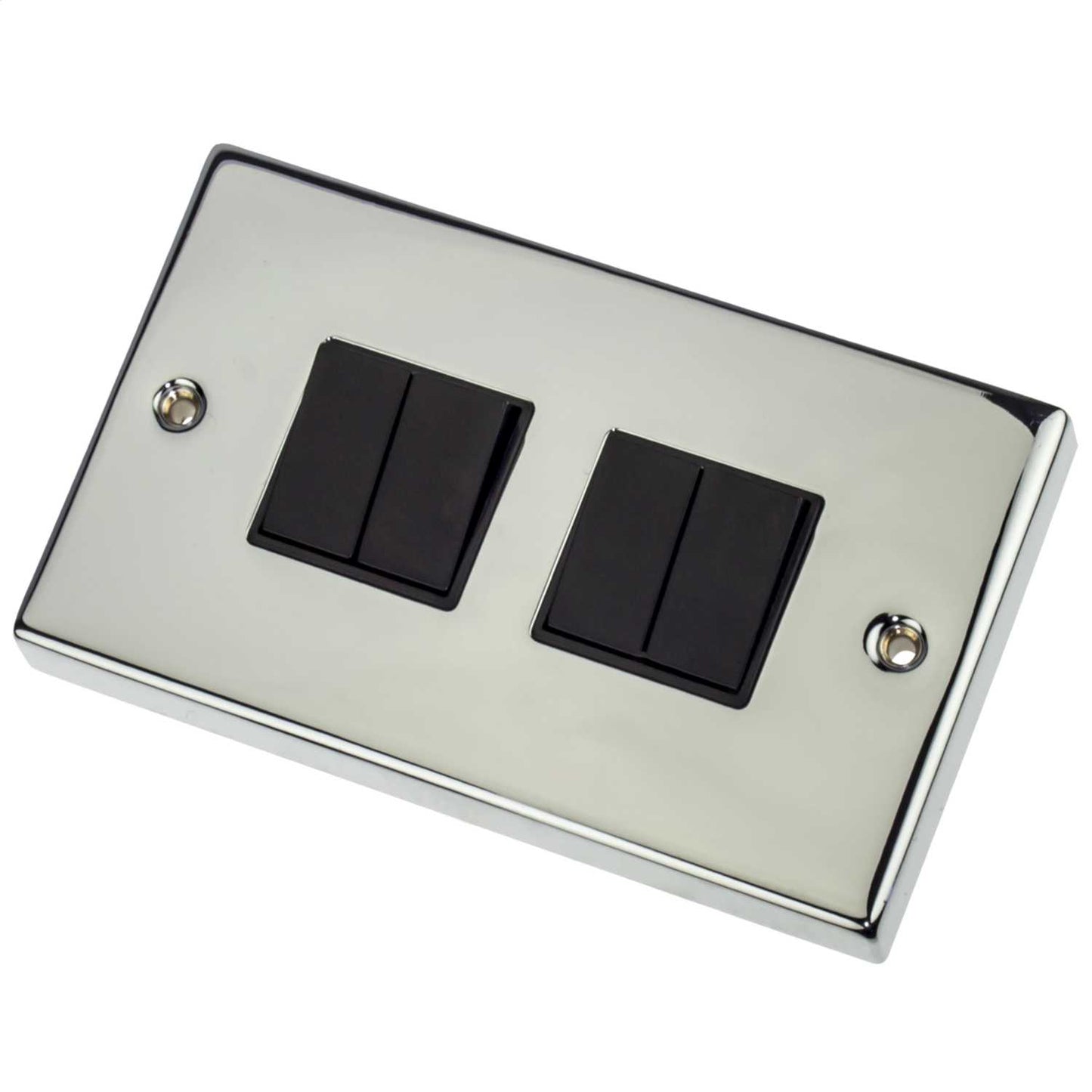 Scolmore Click Deco 10A 4 Gang 2 Way Switch Black Insert Polished Chrome