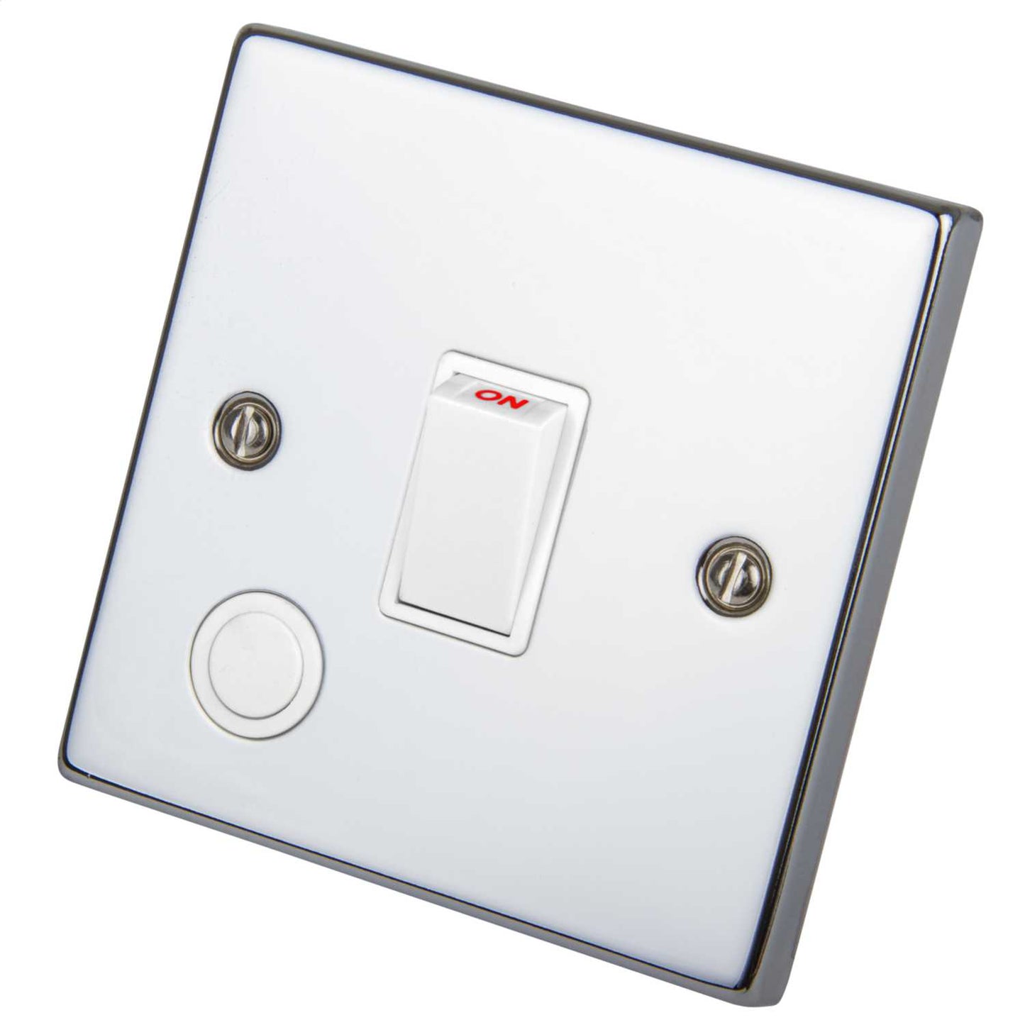 Scolmore Click Deco 20A DP Switch with Flex Outlet White Insert Polished Chrome
