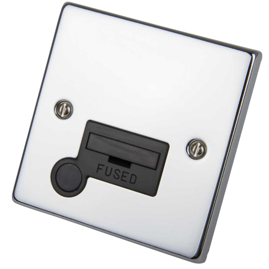 Scolmore Click Deco 13A Unswitched Fused Spur with Flex Outlet Black Insert Polished Chrome