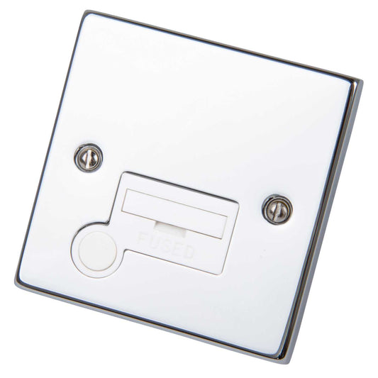 Scolmore Click Deco 13A Unswitched Fused Spur with Flex Outlet White Insert Polished Chrome