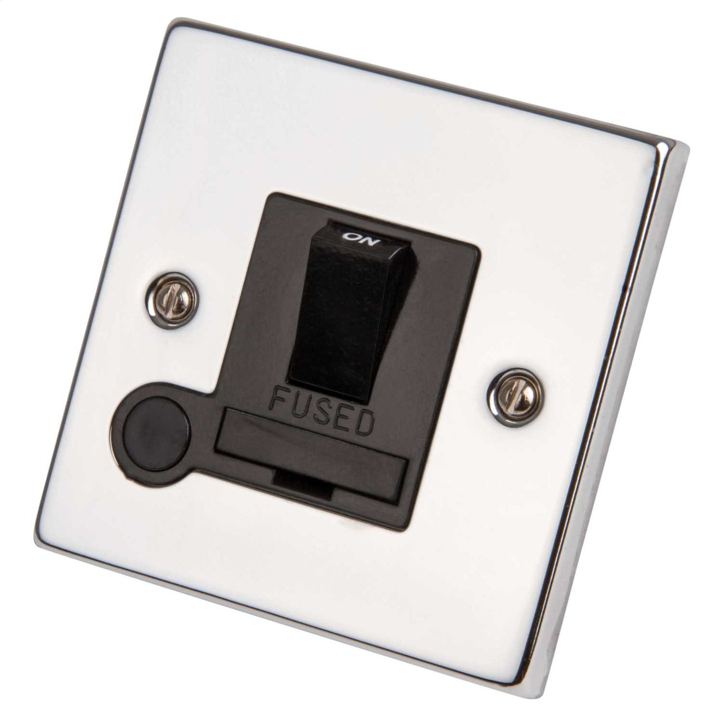 Scolmore Click Deco 13A DP Switched Fused Spur with Flex Outlet Black Insert Polished Chrome