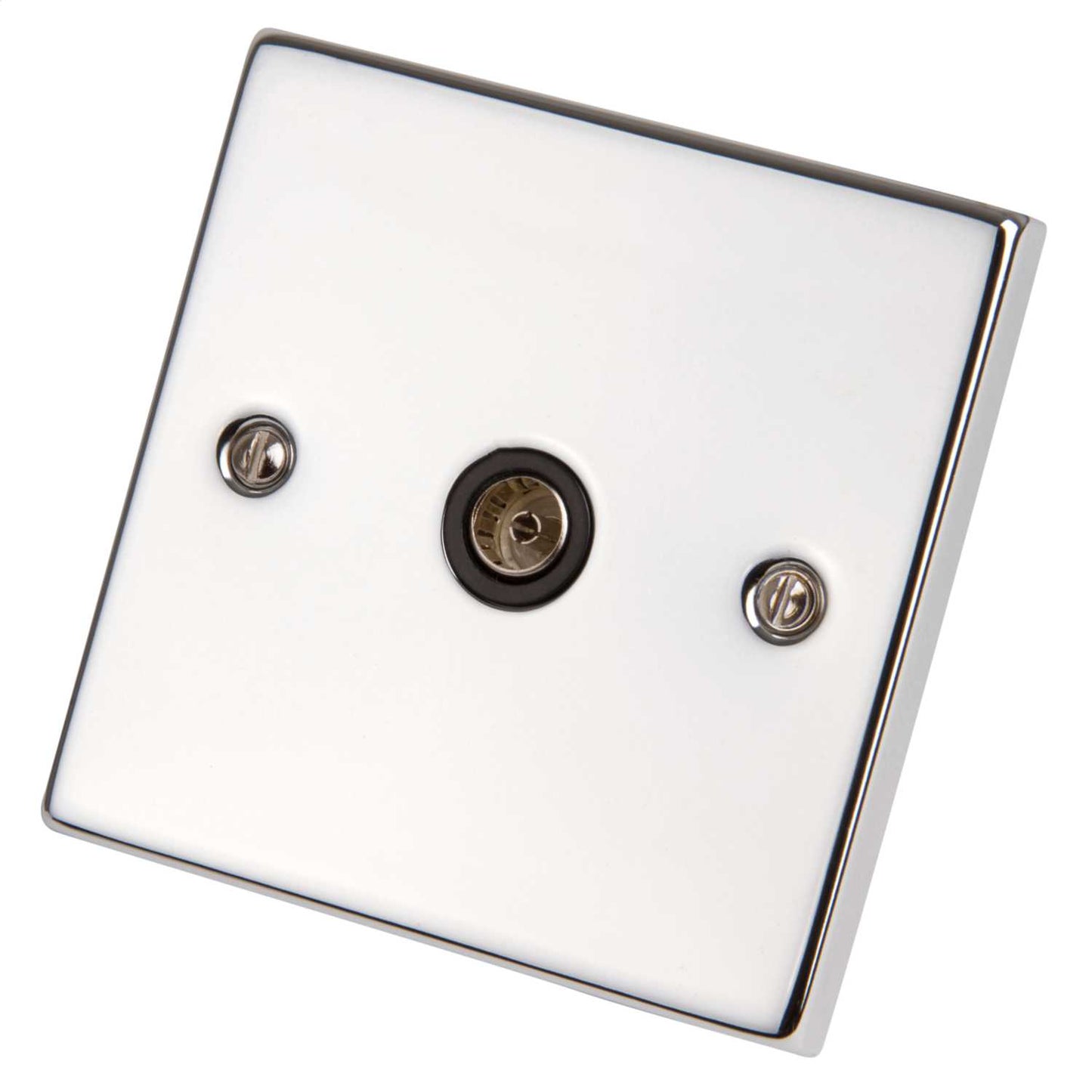 Scolmore Click Deco 1 Gang Isolated Coaxial Socket Black Insert Polished Chrome