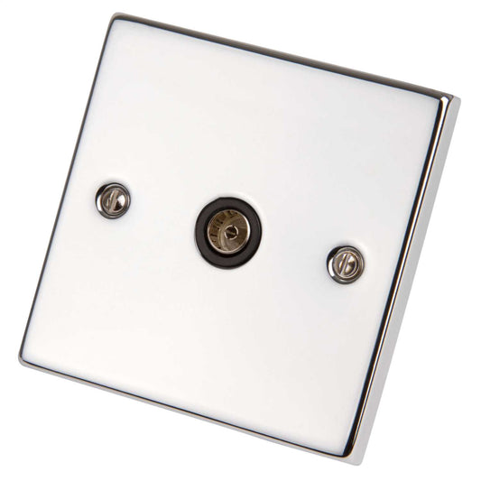 Scolmore Click Deco 1 Gang Non Isolated Coaxial Socket Black Insert Polished Chrome