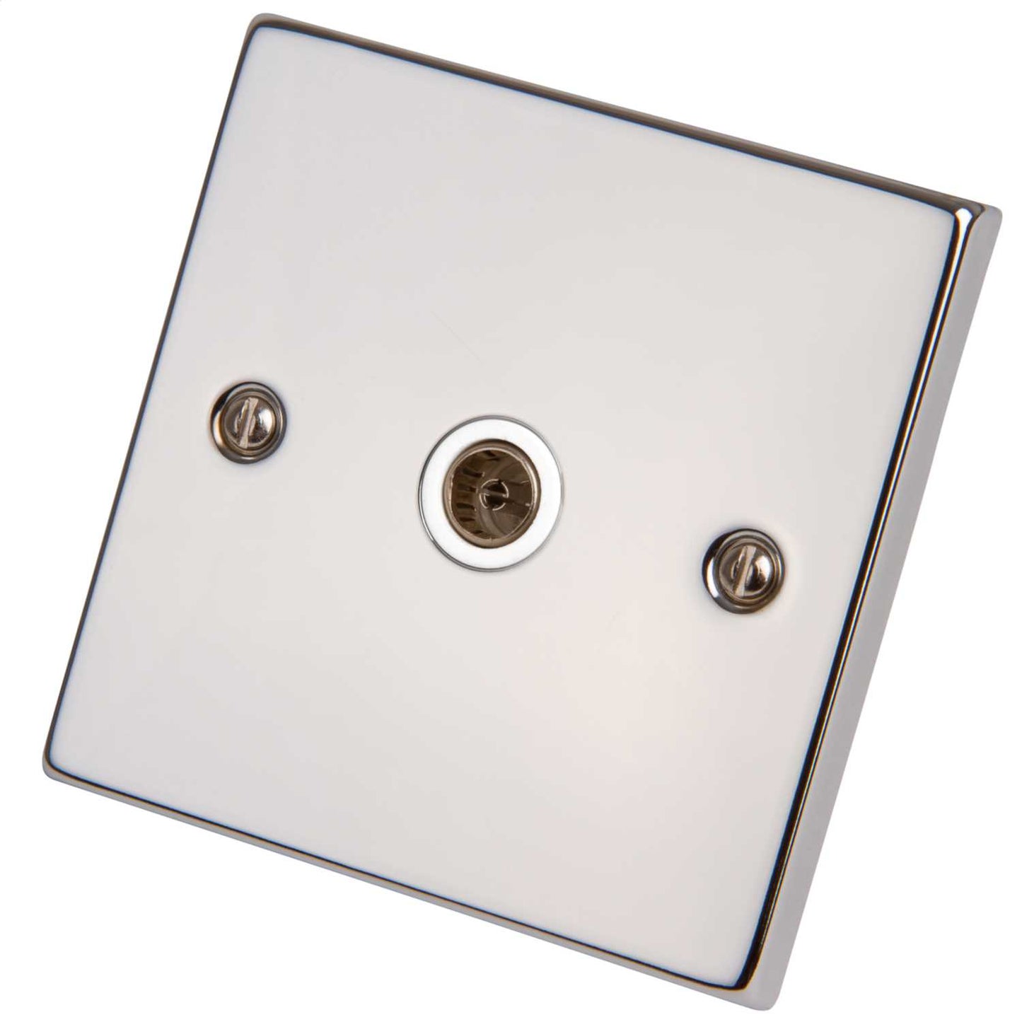 Scolmore Click Deco 1 Gang Non Isolated Coaxial Socket White Insert Polished Chrome