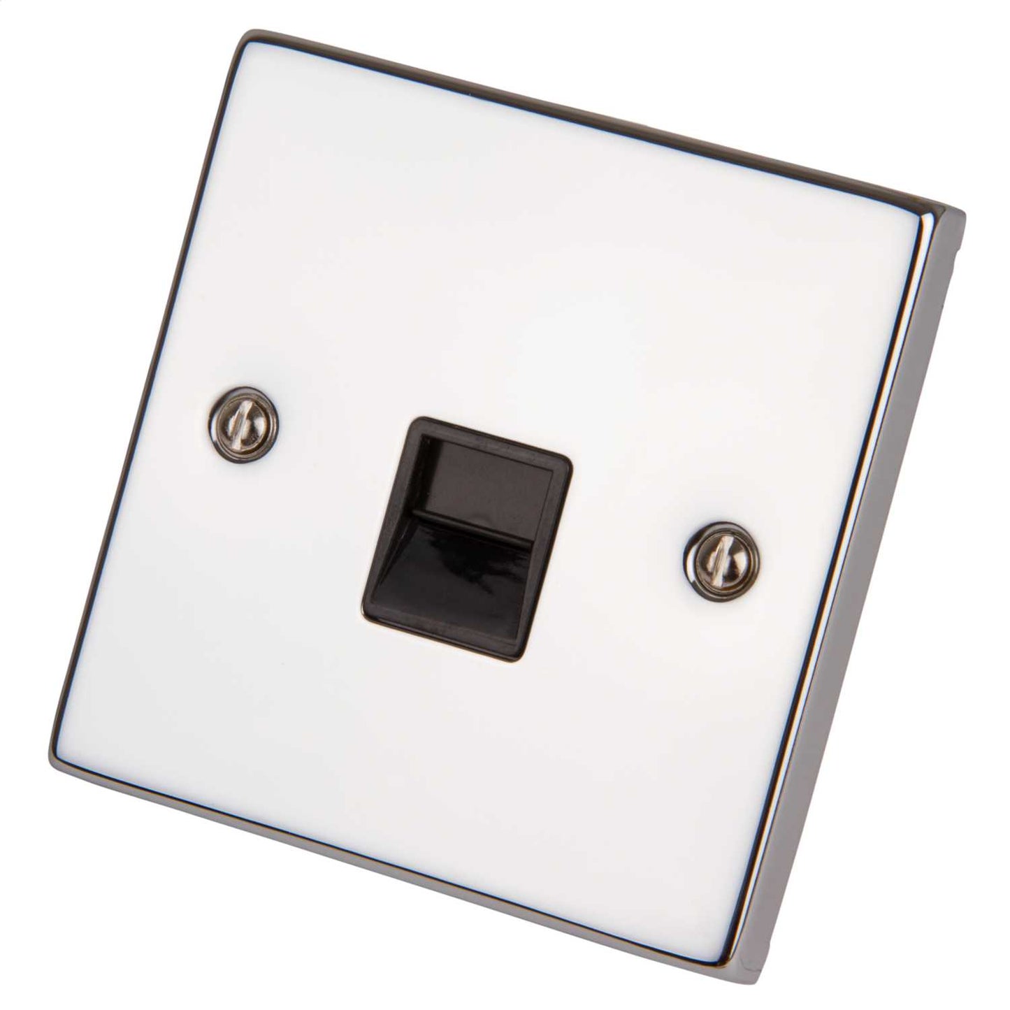 Scolmore Click Deco 1 Gang Telephone Socket Master Black Insert Polished Chrome
