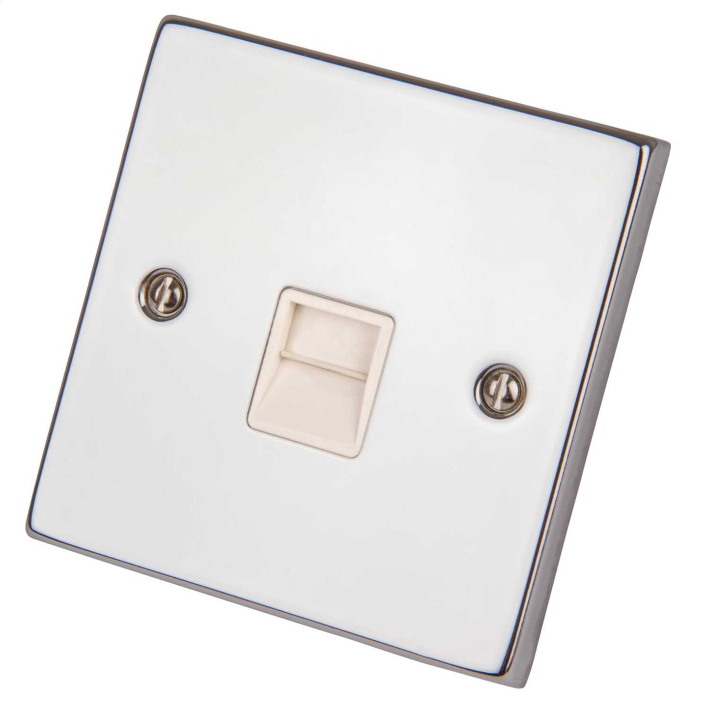 Scolmore Click Deco 1 Gang Telephone Socket Master White Insert Polished Chrome