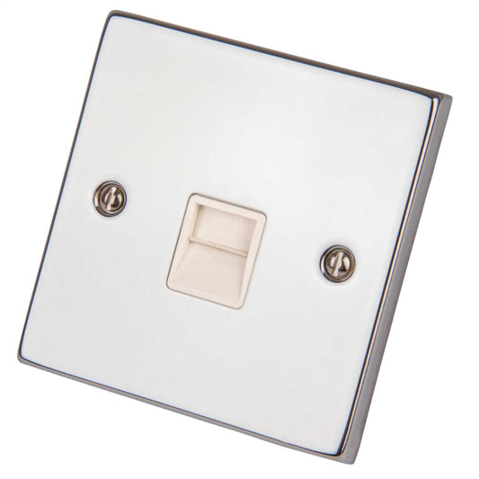 Scolmore Click Deco 1 Gang Telephone Socket Master White Insert Polished Chrome