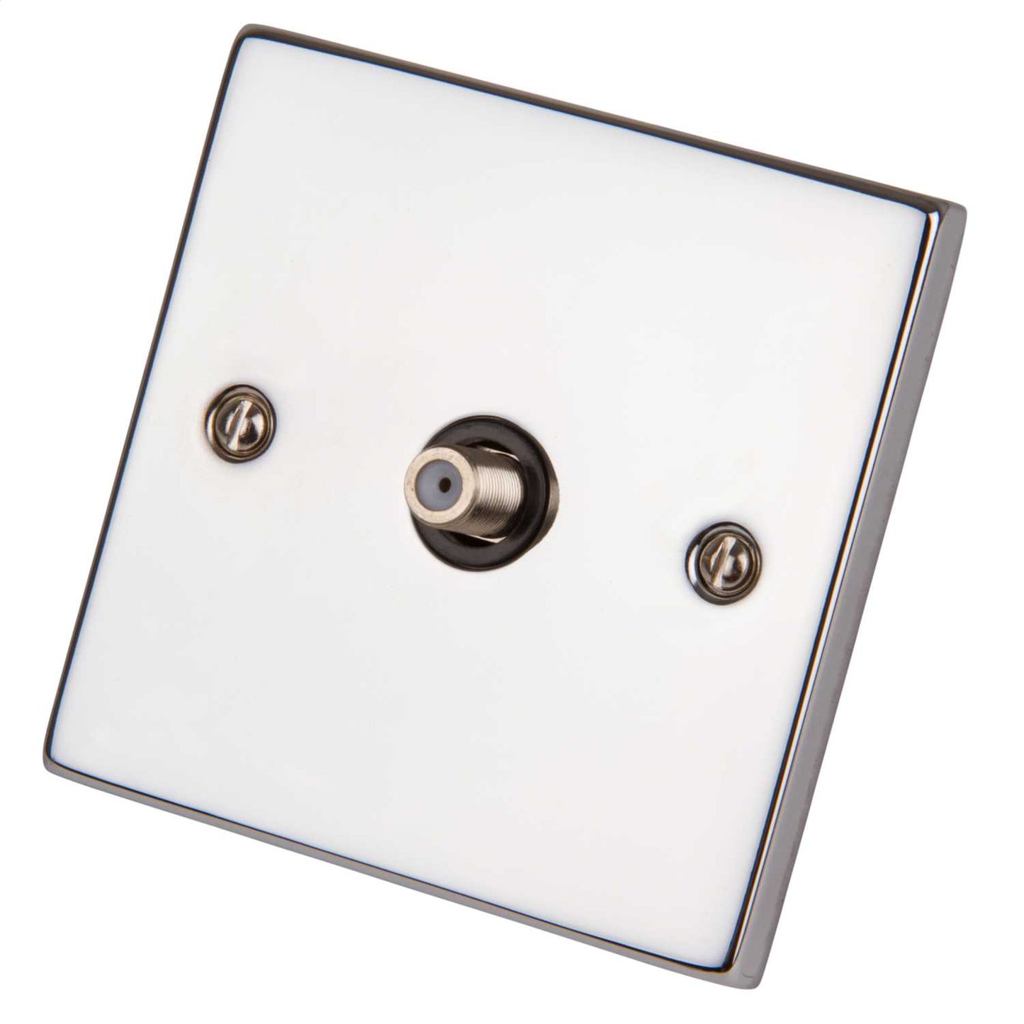 Scolmore Click Deco 1 Gang Non Isolated Satellite Socket Black Insert Polished Chrome