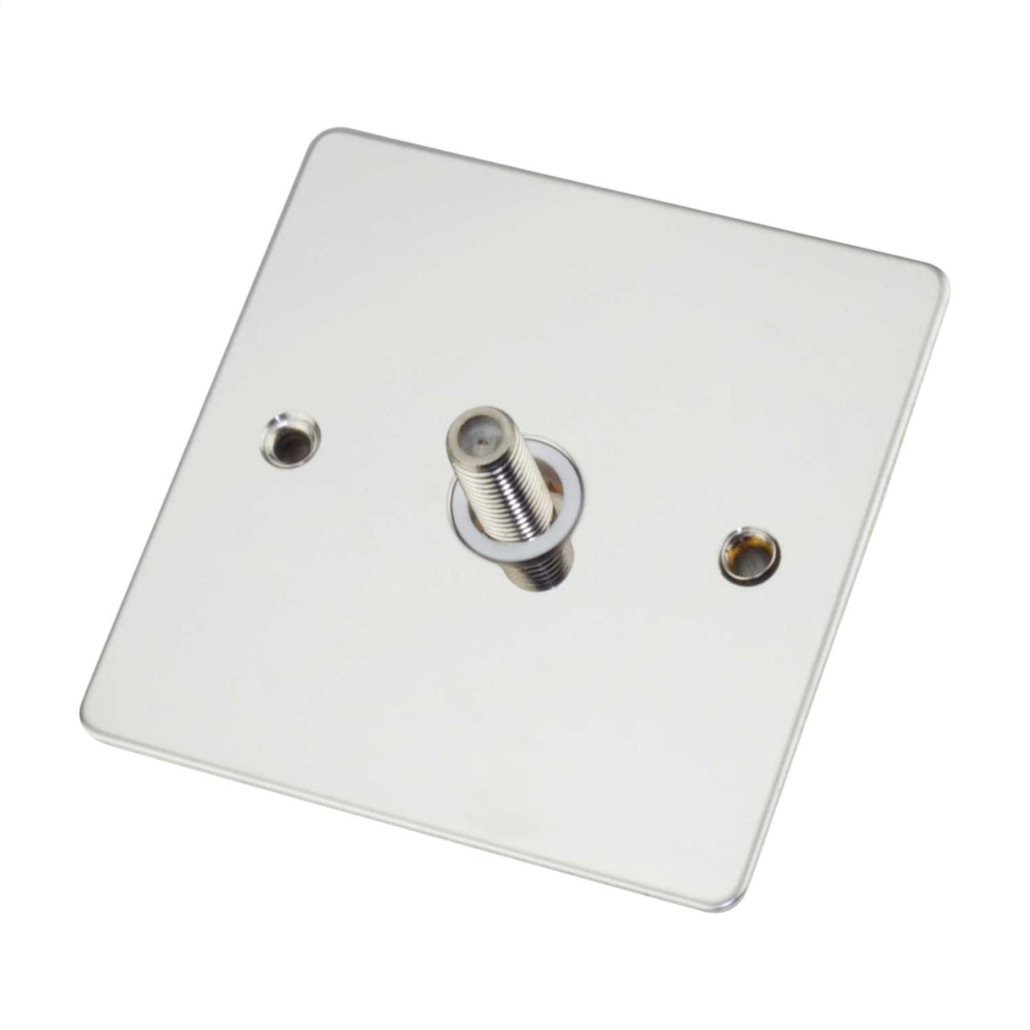 Scolmore Click Deco 1 Gang Non Isolated Satellite Socket White Insert Polished Chrome