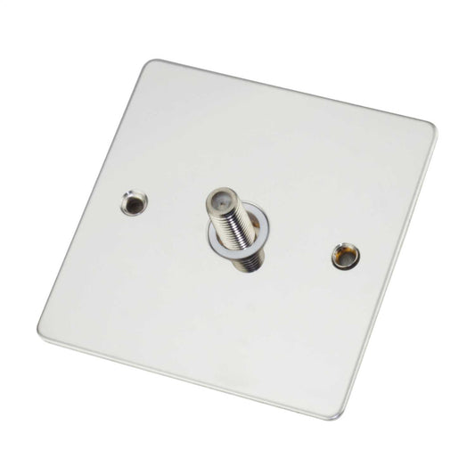 Scolmore Click Deco 1 Gang Non Isolated Satellite Socket White Insert Polished Chrome