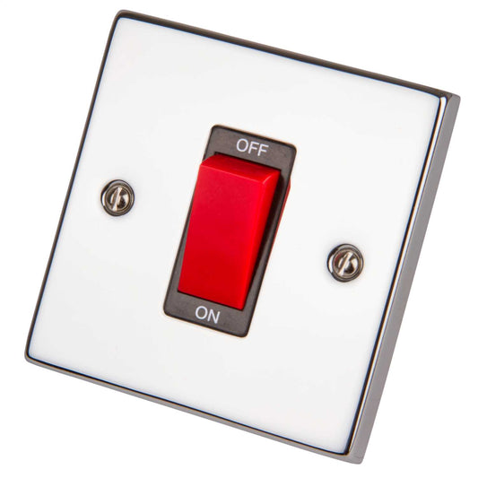 Scolmore Click Deco 45A DP 1 Gang Switch Black Insert Polished Chrome