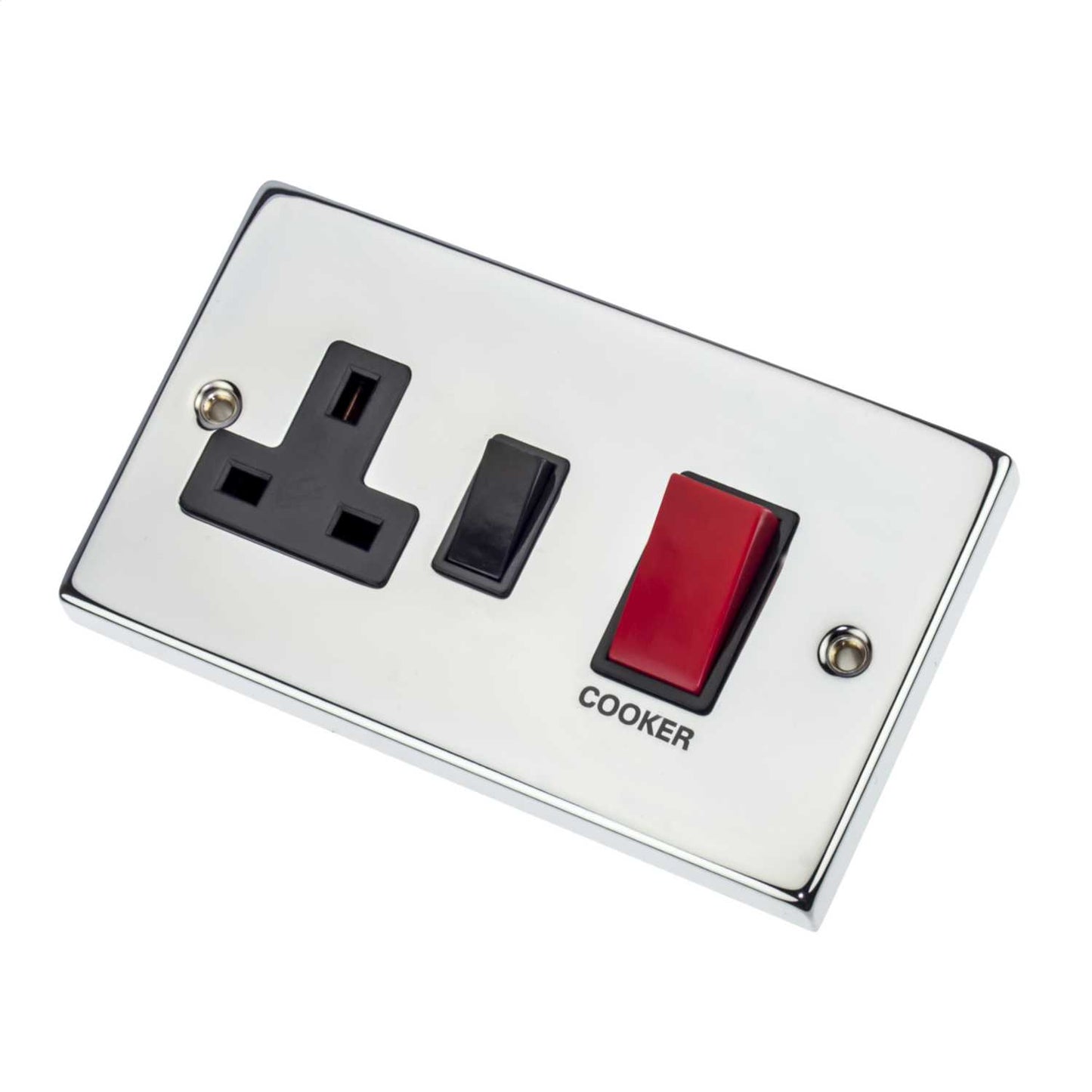 Scolmore Click Deco 45A Cooker Control Unit Black Insert Polished Chrome