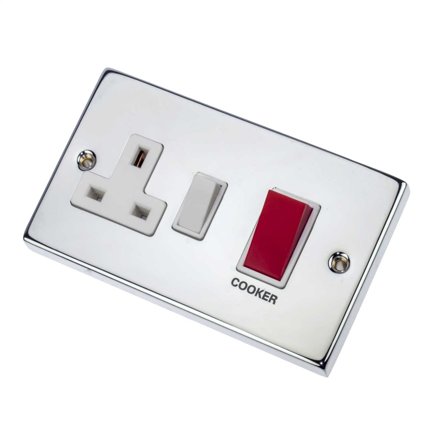 Scolmore Click Deco 45A Cooker Control Unit White Insert Polished Chrome