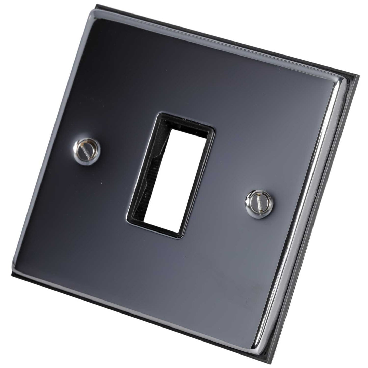 Scolmore Click Deco 1 Gang 1 Module Front Plate Black Insert Polished Chrome