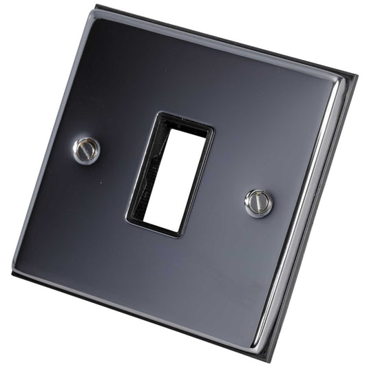 Scolmore Click Deco 1 Gang 1 Module Front Plate Black Insert Polished Chrome