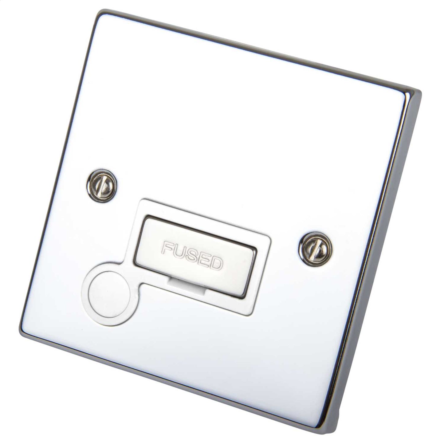 Scolmore Click Deco 13A Unswitched Fused Spur with Flex Outlet Metal / White Insert Polished Chrome