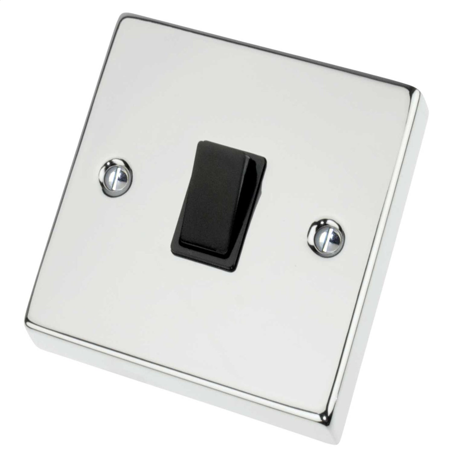 Scolmore Click Deco 20A DP Switch Black Insert Polished Chrome