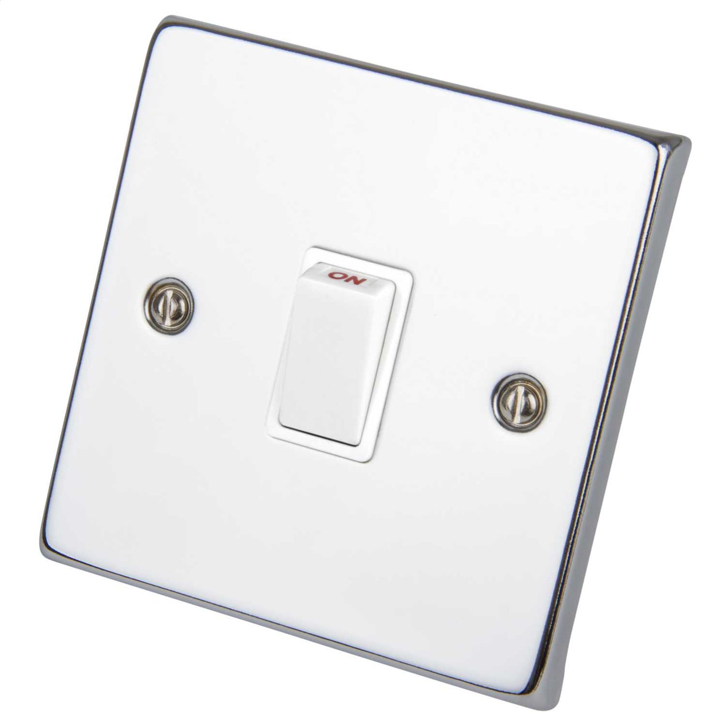 Scolmore Click Deco 20A DP Switch White Insert Polished Chrome