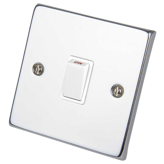 Scolmore Click Deco 20A DP Switch White Insert Polished Chrome