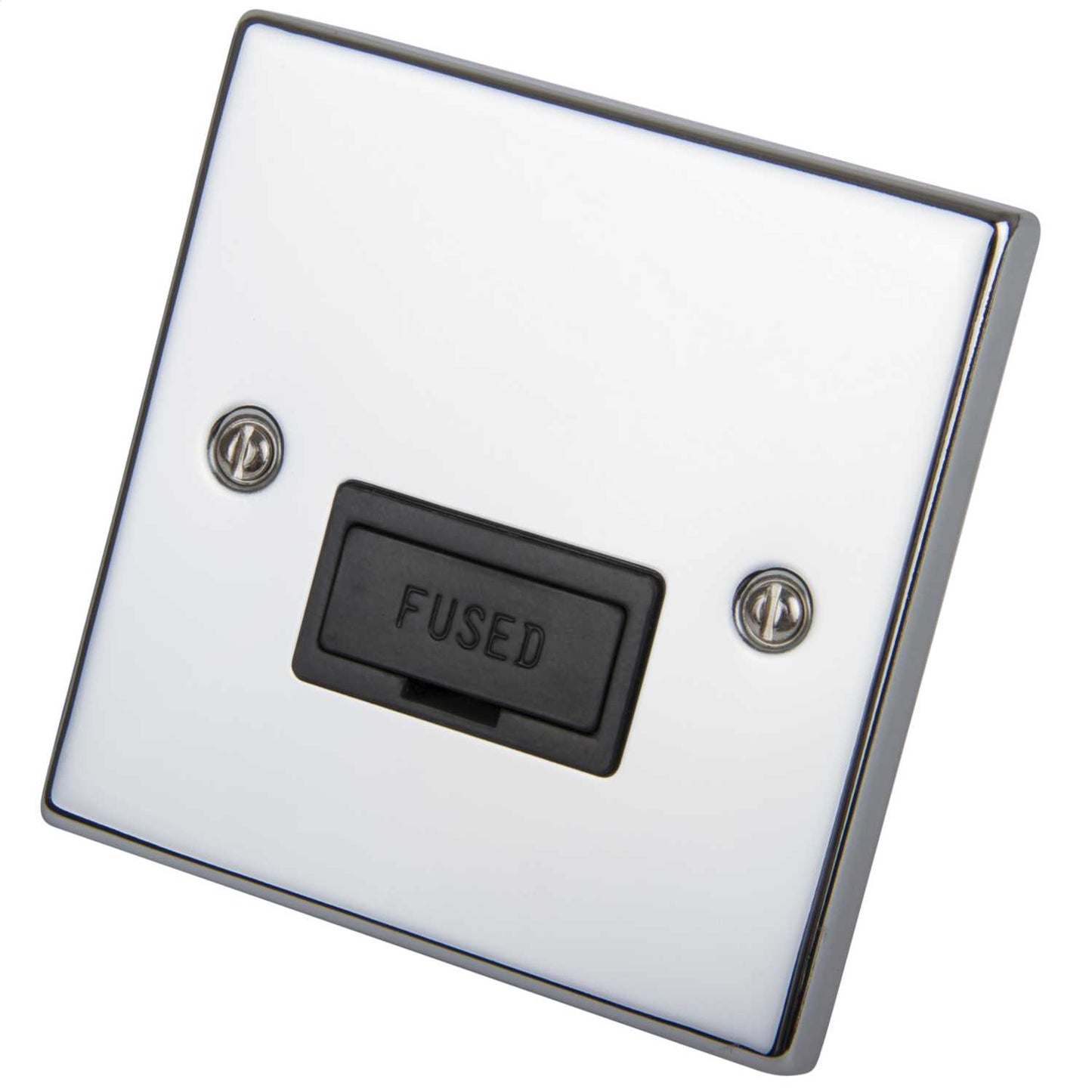 Scolmore Click Deco 13A Unswitched Fused Spur Black Insert Polished Chrome