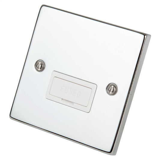 Scolmore Click Deco 13A Unswitched Fused Spur White Insert Polished Chrome