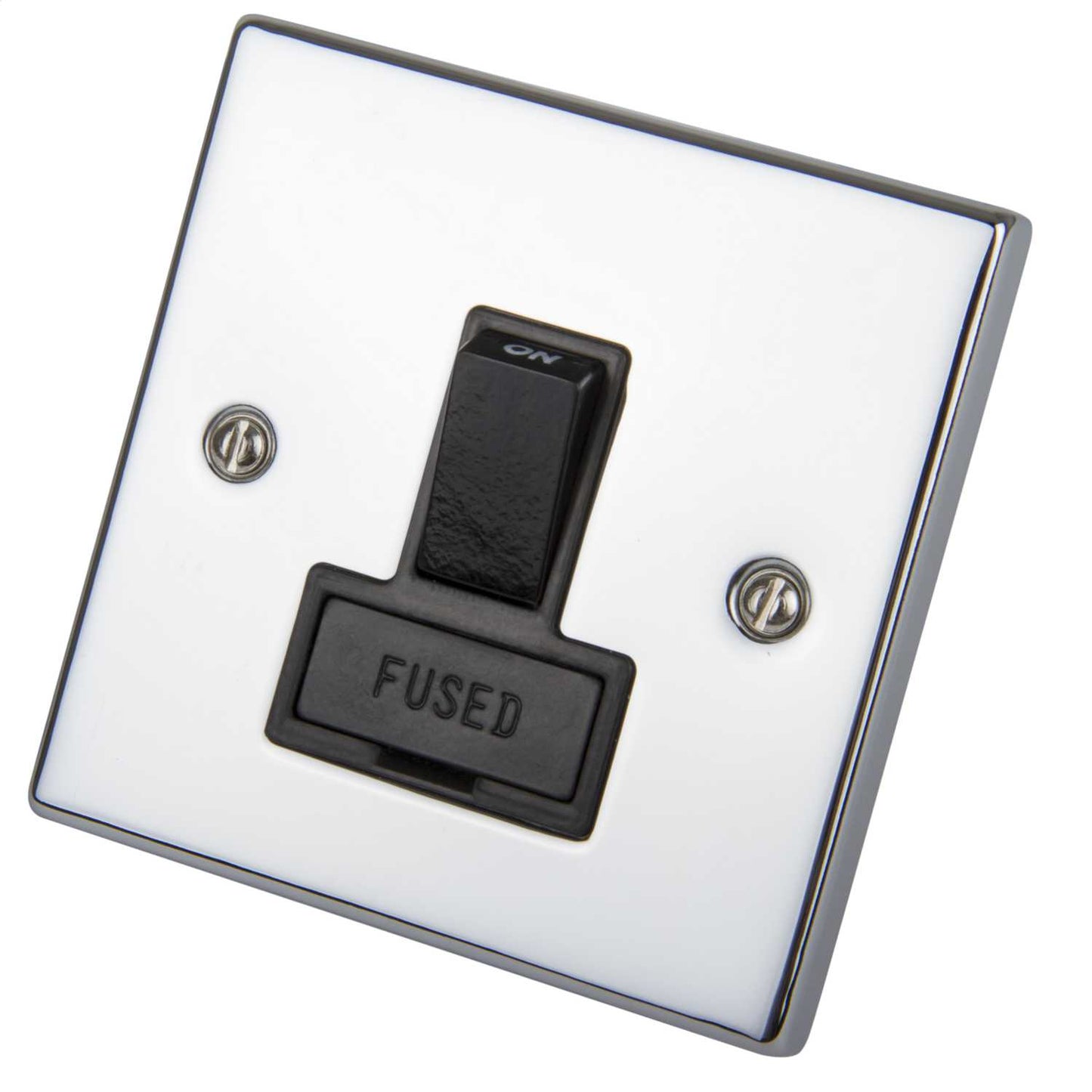 Scolmore Click Deco 13A DP Switched Fused Spur Black Insert Polished Chrome