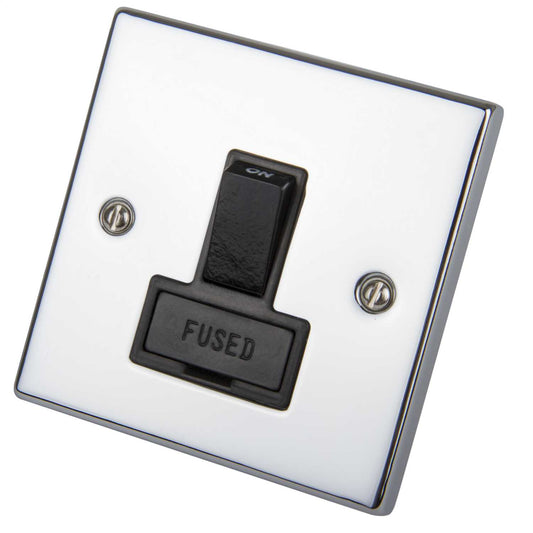 Scolmore Click Deco 13A DP Switched Fused Spur Black Insert Polished Chrome