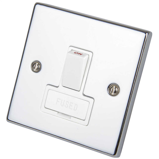 Scolmore Click Deco 13A DP Switched Fused Spur White Insert Polished Chrome