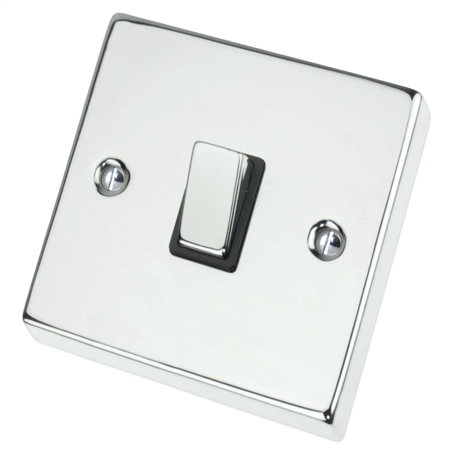 Scolmore Click Deco 20A DP Switch Metal / Black Insert Polished Chrome