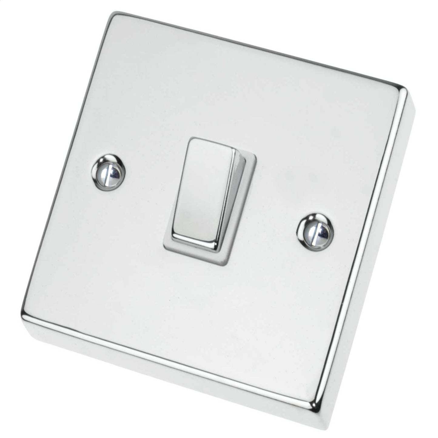 Scolmore Click Deco 20A DP Switch Metal / White Insert Polished Chrome