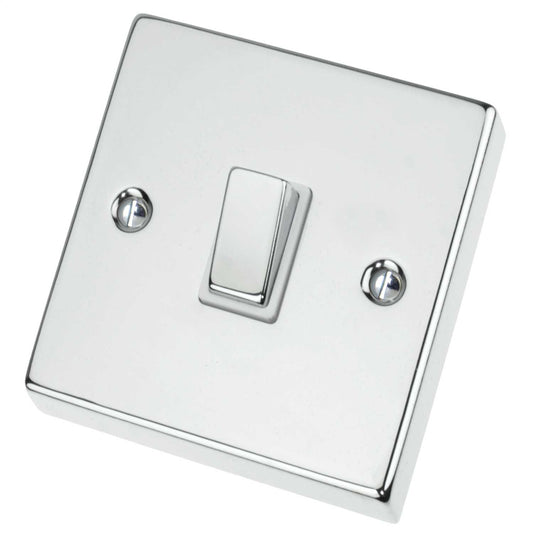 Scolmore Click Deco 20A DP Switch Metal / White Insert Polished Chrome